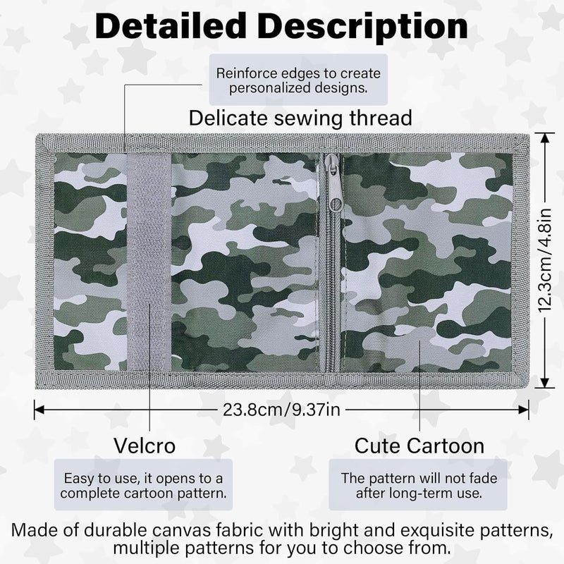 Jonyee Kids Wallets for Boys and Girls Ages 4-18 Trifold, Toddler/Youth Wallet for Boys Age 5-7 with Zippered Coin Pocket and Card Holders, Novelty Wallet for Childrens Birthday Gifts - Camo Dark Gray - Image 4